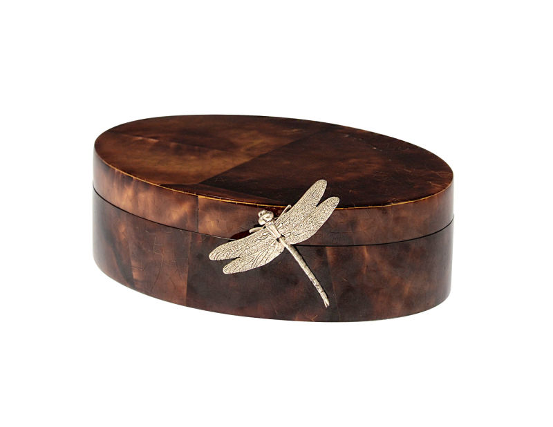 Brown penshell with silver plated dragonfly