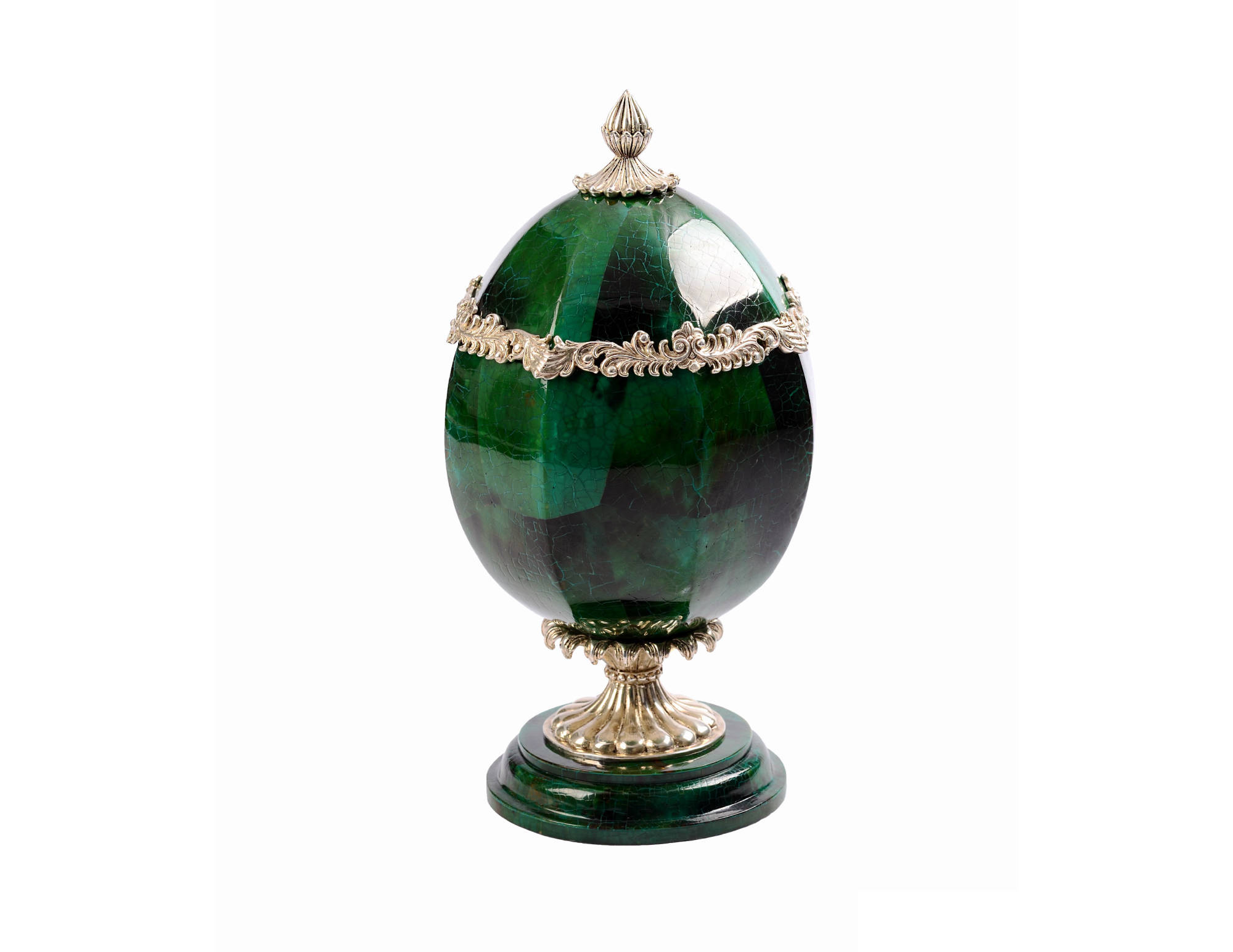 Green tiger penshell box & base with decor trim handle and stand